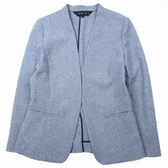 INDIVI インディヴィ ノーカラー ジャケット ブレザー 薄手 上着 サイズ36 S ライトグレー レディース 【中古】