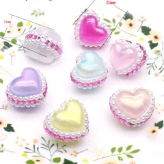 ハートマカロンアクリルビーズ カスタムボールペン パール ラメ オーロラ ラインストーン ゆめかわいい パステル スイーツ デコパーツ バッグチャーム キーホルダー ストラップ ハンドメイドパーツ手芸素材 ハロウィン ピンク パープル 白 水色 オレンジ 2こ
