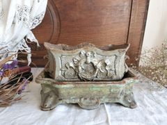 専用ページ　フランス アンティーク アイアン　リボン装飾付き　ジャルディニエール　プランター　トレー付き　1900年