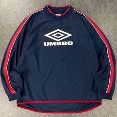 00s UMBRO アンブロ 長袖 サッカー トレーニングウェア ピステ ウィンドブレーカー プルオーバー ロゴプリント ネイビー メンズ L