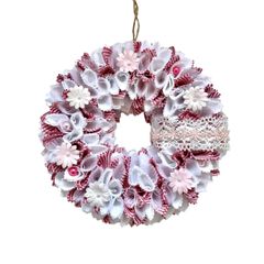 No.698　布リース　春　ファブリックリース　ハンドメイド