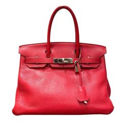 エルメス HERMES バーキン30　 □H刻 ルージュヴィフ　シルバー金具 トリヨン レディース ハンドバッグ