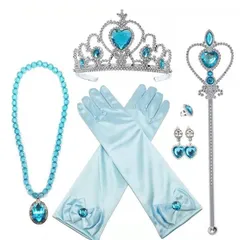 【数量限定】キッズ 子供用 エルサ 衣装 仮装 お姫様 アナ雪 手袋 手袋 パーティー ティアラ プリンセス 子供 魔法のステッキ コスプレ用 子供 あくせさりー [DERAYEE] セット