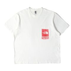 Supreme シュプリーム Tシャツ サイズ:L / 23SS THE NORTH FACE ロゴプリント ポケット クルーネック Tシャツ (Printed Pocket Tee) / ホワイト 白 / トップス カットソー / コラボ【中古】