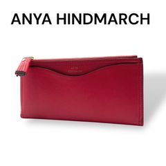 ANYA HINDMARCH アニヤ・ハインドマーチ 長財布　2つ折り　レザ　レッド　252372247 I482