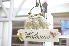 ウェルカムプレート ガーデニング雑貨 ガーデンオーナメント オブジェ 雑貨 庭 風水 フクロウ