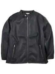 Nylaus ナイラス ライダース ジャケット 合成皮革 フルジップ アウター ブルゾン 大きいサイズ メンズ ブラック ネイビー 4L 5L ネイビー