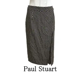 Paul Stuart(ポールスチュアート) レディース スカート ひざ丈 膝丈 プリントスカート 柄スカート  黒 M 春 夏 秋