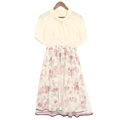 axes femme アクシーズファム 春夏 フレア★ 半袖 花柄 フラワー バラ柄 半袖 ワンピース Sz.F レディース