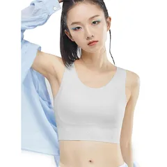 [veimia] 和装ブラ ナベシャツ 胸を小さく見せるブラ【ファンデ・和装ブラジャー】 胸つぶし ナベシャツ脇高 ワイヤレス 揺れない 伸縮性 通気性 肌のような着物ブラ  color：グレー size：L