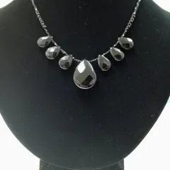 高品質！天然石大粒オニキス＆ブラックスピネルネックレス