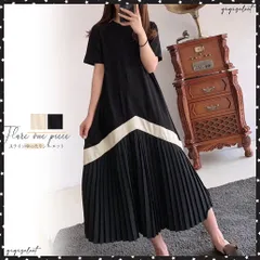 ロング ワンピース レディース Aラインロング ワンピース レディース プリーツ切り替え 夏 マキシワンピース 半袖 Aライン ワンピース 体型カバー ゆったりTシャツワンピース ミモレ丈ワンピ春夏 ドッキングワンピ