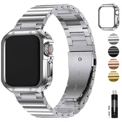 【新品】 for Apple Watch バンド 41mm 40mm 38mm ステンレス製 保護ケース付き アップルウォッチ 交換ベルト Apple Watch 9/8/7/SE3/SE2/6/SE/5/4/3/2/1対応 iWatch バンド 軽量 長 0