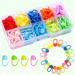 【人気商品】段数マーカー 編み物 ステッチマーカー プラスチック 段数リング カラフル 編み物 マーカー 編み物用品 安全ピン 手芸 毛糸 DIY 工具 携帯に便利 収納ケース付き （120枚セット10色）