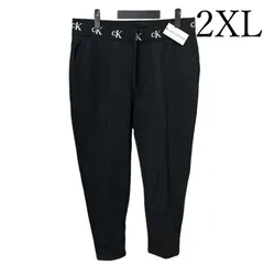 新品 Calvin Klein カルバンクライン レディース 裏起毛 スウェット ジョガーパンツ ブラック 黒 2XL 大きいサイズ 秋冬 防寒 あったか 楽ちん ウエストゴム 体型カバー 美脚効果 カジュアル ルームウェア おしゃれ