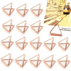 【迅速発送】24個セットメモスタンド BetterJonny 金属三角クリップ 文房具カードスタンド メモホルダー メモクリップ ホルダー スタンド カードスタンドミニフォトスタンド結婚式パーティー用メタルメモホルダー誕生日（ローズゴールド）