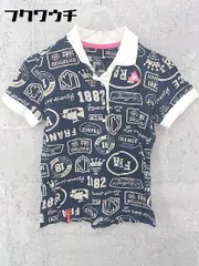 ◇ le coq sportif ルコックスポルティフ 総柄 半袖 ポロシャツ サイズS ネイビー ベージュ レディース 【中古】 【1002801111441】