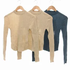 ユニクロ UNIQLO U タグ付き エクストラファインメリノ リブクルーネック セーター 長袖 3点セット S ベージュ ブルー /UO