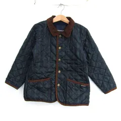 ミキハウス キルティングジャケット チェック柄 アウター 裏ボア キッズ 男の子用 110サイズ 紺×緑 MIKIHOUSE 【中古】