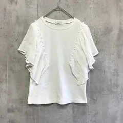 earth music&ecology   アースミュージックアンドエコロジー　ショルダーフリルリブカットソー　白　レディース　Fサイズ