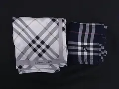 ■美品■ BURBERRY バーバリー ノバチェック スカーフ ハンカチーフ 2枚セット ホワイト系×ネイビー系 DJ8311