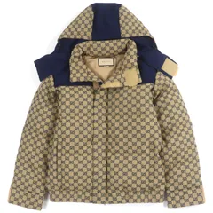 グッチ　GG　ダブルジップアップ　フーデッド　ダウンジャケット　715535 極美品▽GUCCI グッチ 715535 GGキャンバス ダブルジップアップ