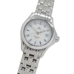オメガ OMEGA シーマスター 2581.21 時計 レディース ブランド 120ｍ デイト クオーツ QZ ステンレス SS シルバー ホワイト 磨き済み 【中古】