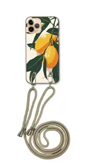 iPhone13 mini  アイフォン13 ミニ スマホケース ショルダーストラップ 紐 付き レモン 檸檬 フルーツ 果物 南国 おしゃれ 北欧柄 大人女子 かっこいい ベージュ カラー02