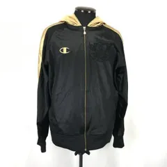 ゴールドウィン製★CHAMPION/チャンピオン★金フードパーカー【O/Mens size -XL/black×gold】トラックジャケット/ジャージ/Jumper◆BH161<sale>