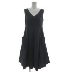 スピック＆スパン ノーブル Spick&Span Noble ワンピース Vネック ノースリーブ ミモレ丈 コットン ネイビー 紺 38