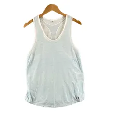 美品 UNDER ARMOUR アンダーアーマー ブランドロゴ 春夏 SS タンクトップ コットン ライトブルー レディース SM トレーニングウェア【古着】【中古】【送料無料】