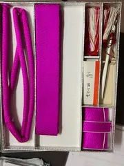 貸衣装処分品 抱え帯　筥迫　帯締め　扇子 明るい紫　 4点セットのサムネイル