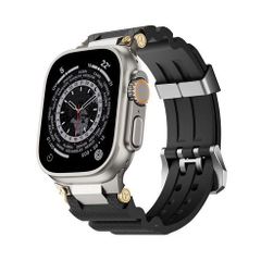 アップルウォッチバンド（Apple Watchバンド）メタルギアシリコンバンド【シルバー×ブラック】42mm/44mm/45mm/46mm/49mm対応 [BELTIES]