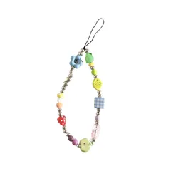 スマホストラップ 携帯ストラップ ビーズ カラフル スマイル 手首