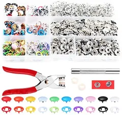 A'sTool 丸型スナップボタン 金属製 アメリカンスナップボタン 10色 200個セットプライヤー付( プライヤー付き)