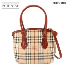 未使用 展示品 バーバリー BURBERRY ヘイマーケットチェック 2way ハンド ショルダー バッグ PVC レザー ベージュ ブラウン 90294447