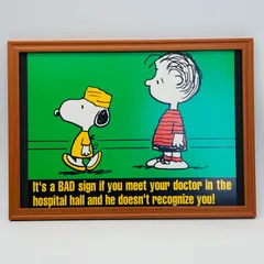 ビンテージ　カレンダー　BOOK ポスター　ピーナッツ『 スヌーピーとチャーリー 』 1990's　額付　※当時物　オリジナル アメリカ 輸入雑貨　ヴィンテージ　雑誌　アドバタイジング 　アートフレーム　レトロ　 　( AZ2035 )