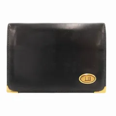 ダンヒル dunhill 二つ折りカードケース 名刺入れ ロゴ レザー 黒 ブラック ゴールドカラー /GV ■GY18のサムネイル
