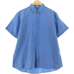 古着 ラルフローレン Ralph Lauren 半袖 リネン ボタンダウンシャツ メンズL相当/eaa531559