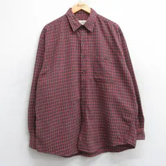 XL/古着 エディーバウアー 長袖 ブランド シャツ メンズ 00s 大きいサイズ コットン ボタンダウン 赤他 レッド チェック spe 25oct14 中古 