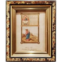 初聖体拝領式の証明書　1877年　ルクセンブルク　アンティーク　版画　額縁 初聖体拝領式の証明書 1877年 ルクセンブルク アンティーク 版画 額縁