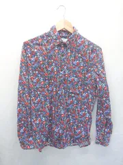 ◇ ⊇ BEAMS HEART ビームスハート コーデュロイ 総柄 長袖 シャツ サイズL レッド マルチ レディース E  【1506110005298】