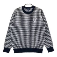 サイズ：4 PEARLY GATES パーリーゲイツ  クルーネック カシミヤ ニットセーター 千鳥柄 ネイビー系 [240101437101] ゴルフウェア メンズ ストスト