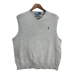Polo by Ralph Lauren ポロ ラルフローレン Vネック コットン ベスト グレー (メンズ XL) 中古 古着 T2165