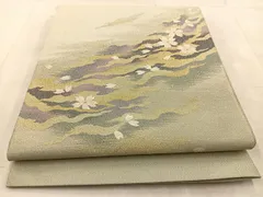 平和屋着物○爪掻き本綴れ 太鼓柄袋帯 桜流し 金銀糸 やまと誂製 正絹