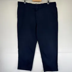 古着 ディッキーズ Dickies ワークパンツ 874 テーパード ワンポイントロゴ ジップ 長ズボン チノパン w42 L30  ネイビー メンズ
