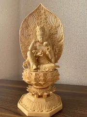 【修縁堂】極上品仏教美術 精密彫刻 彩繪 彩金 如意輪観音 手彫り仏師で仕上げ品 修縁堂】極上品仏教美術 精密彫刻 彩繪 彩金 如意輪観音 手彫り