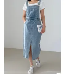 新品 レディース サスペンダー デニム ワンピース サロペットスカート ロング丈ワンピース ロング丈スカート