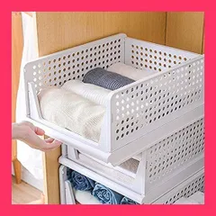 【スタッフおすすめ！】yazi 衣装収納ケース 引き出し 押し入れ 折り畳み 収納ボックス ク 大容量5段 ローゼット 収納台 積み重ね可能 タンスプラスチックケース タンスの中 tシャツ/洋服/衣類 (Lサイズ5個) ホワイト