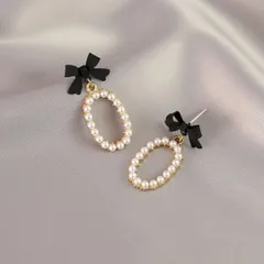 【即日～翌日発送】リボンピアス　ゴールド　パール　揺れる　韓国　上品　